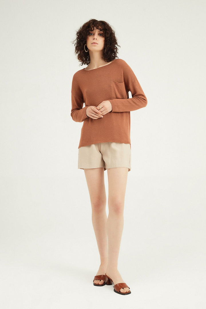 Pocket Detailed Knitwear Copper
