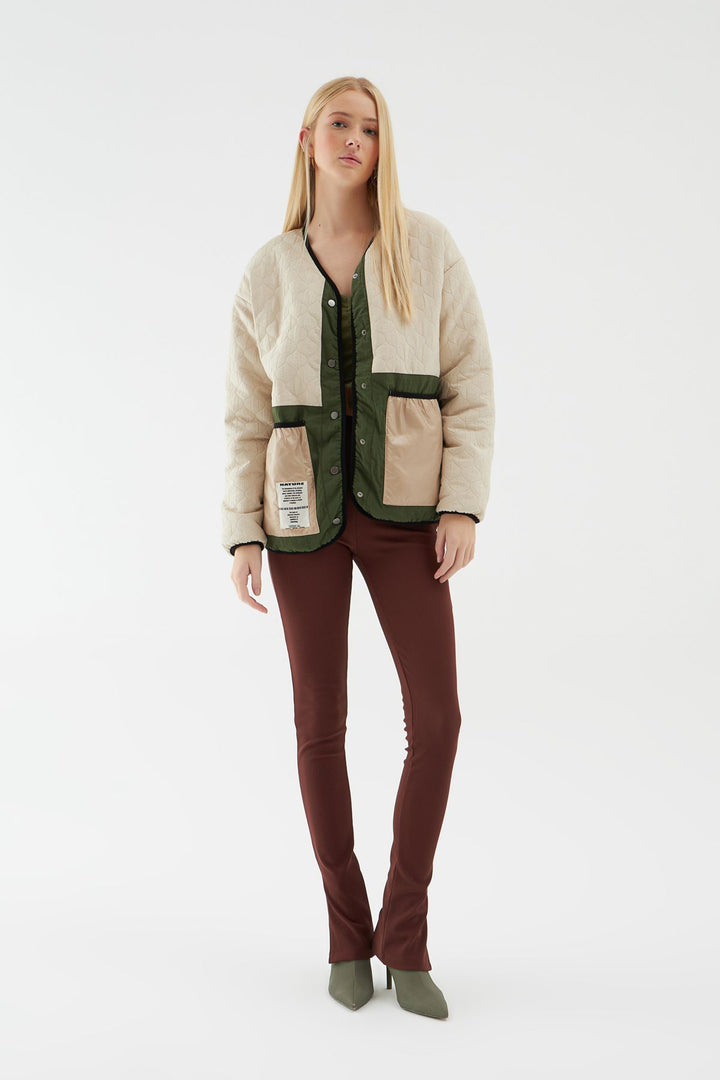 Pocket Quilted Jacket Beige