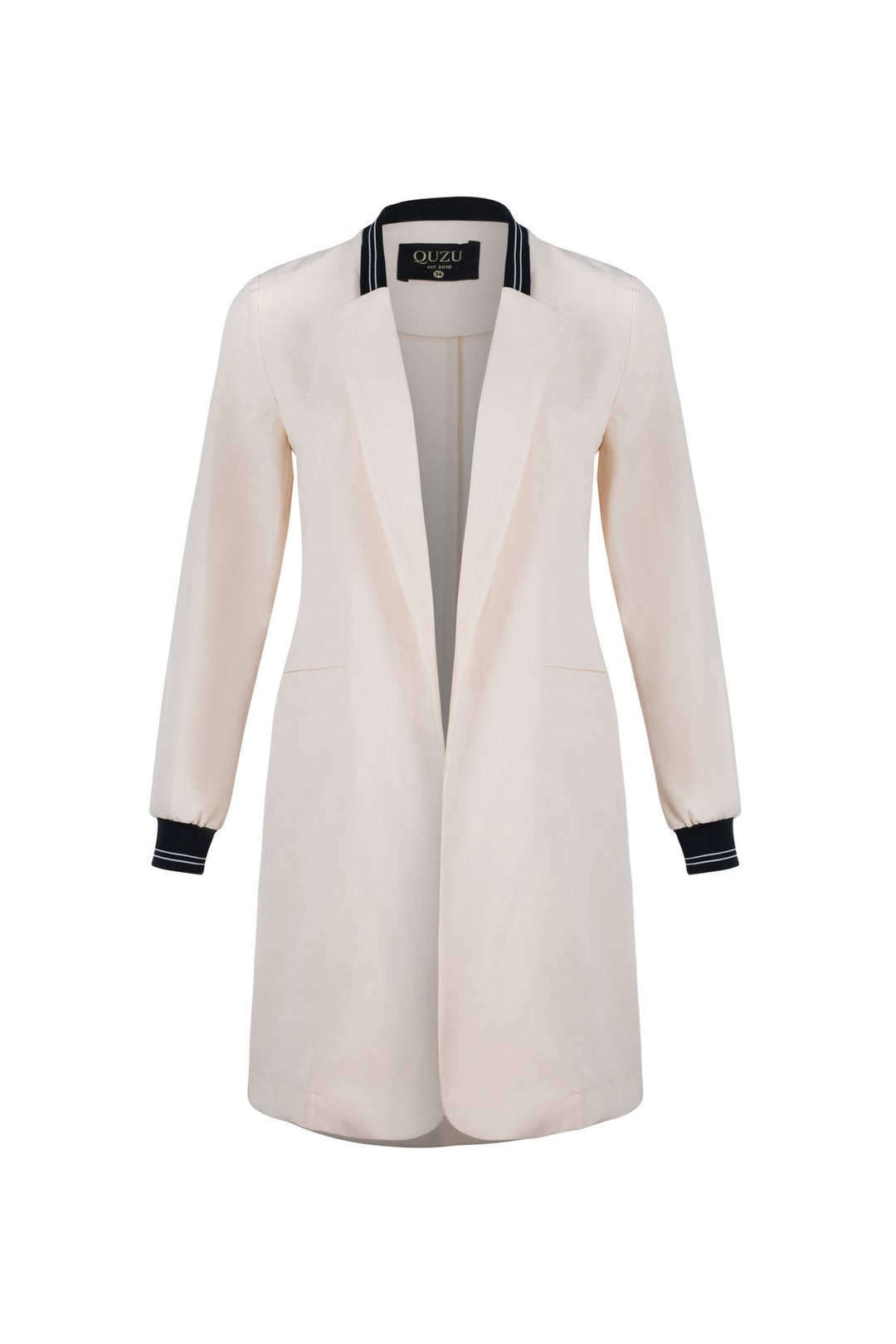 Ribanalı Fleto Cepli Uzun Ceket Kemik