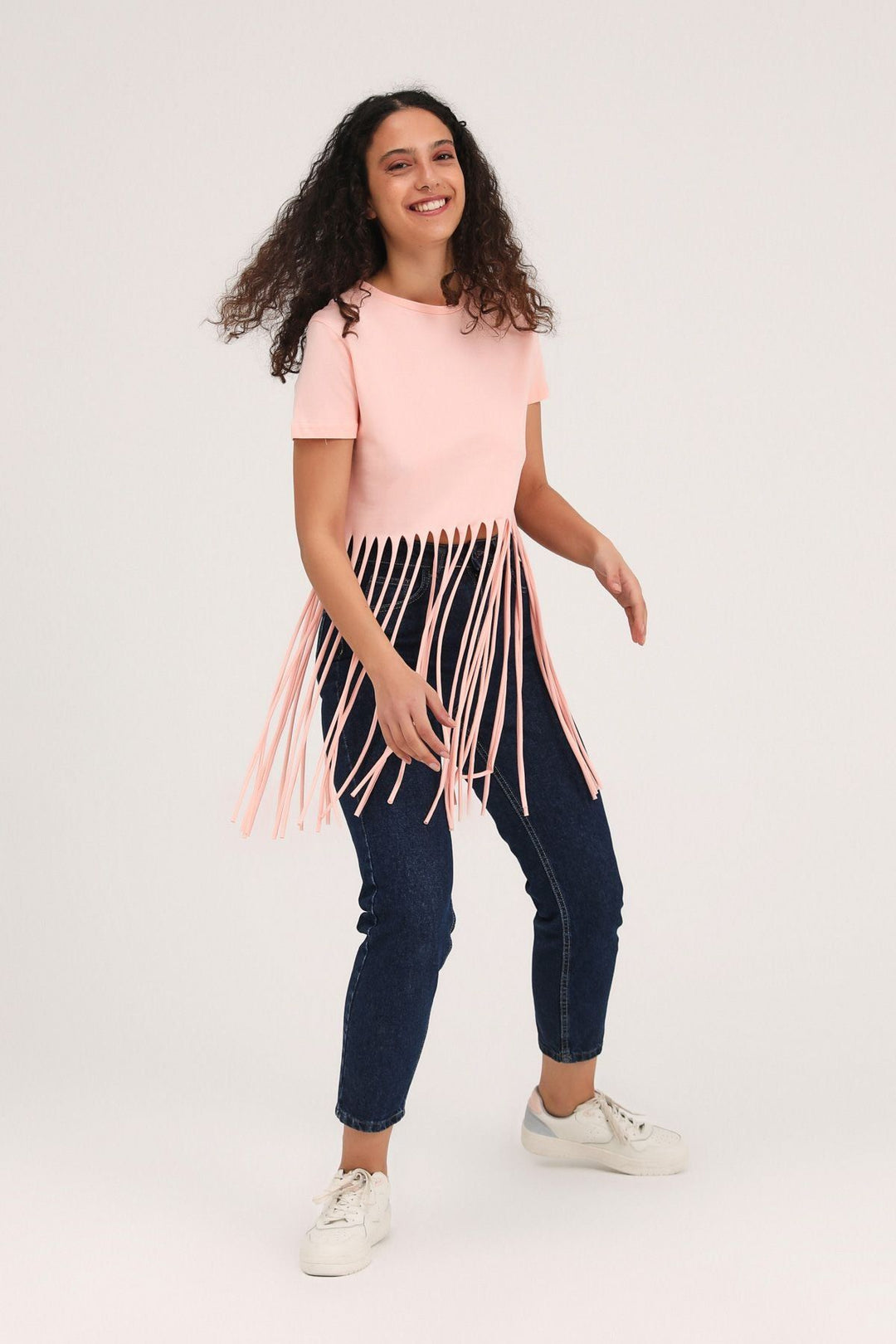 Ucu Püsküllü Tişört Somon