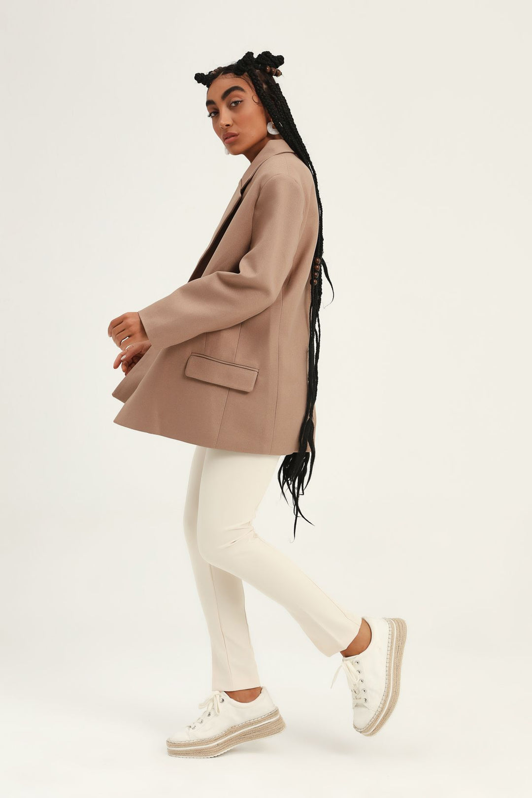 Double Breasted Collar Blazer Jacket Camel