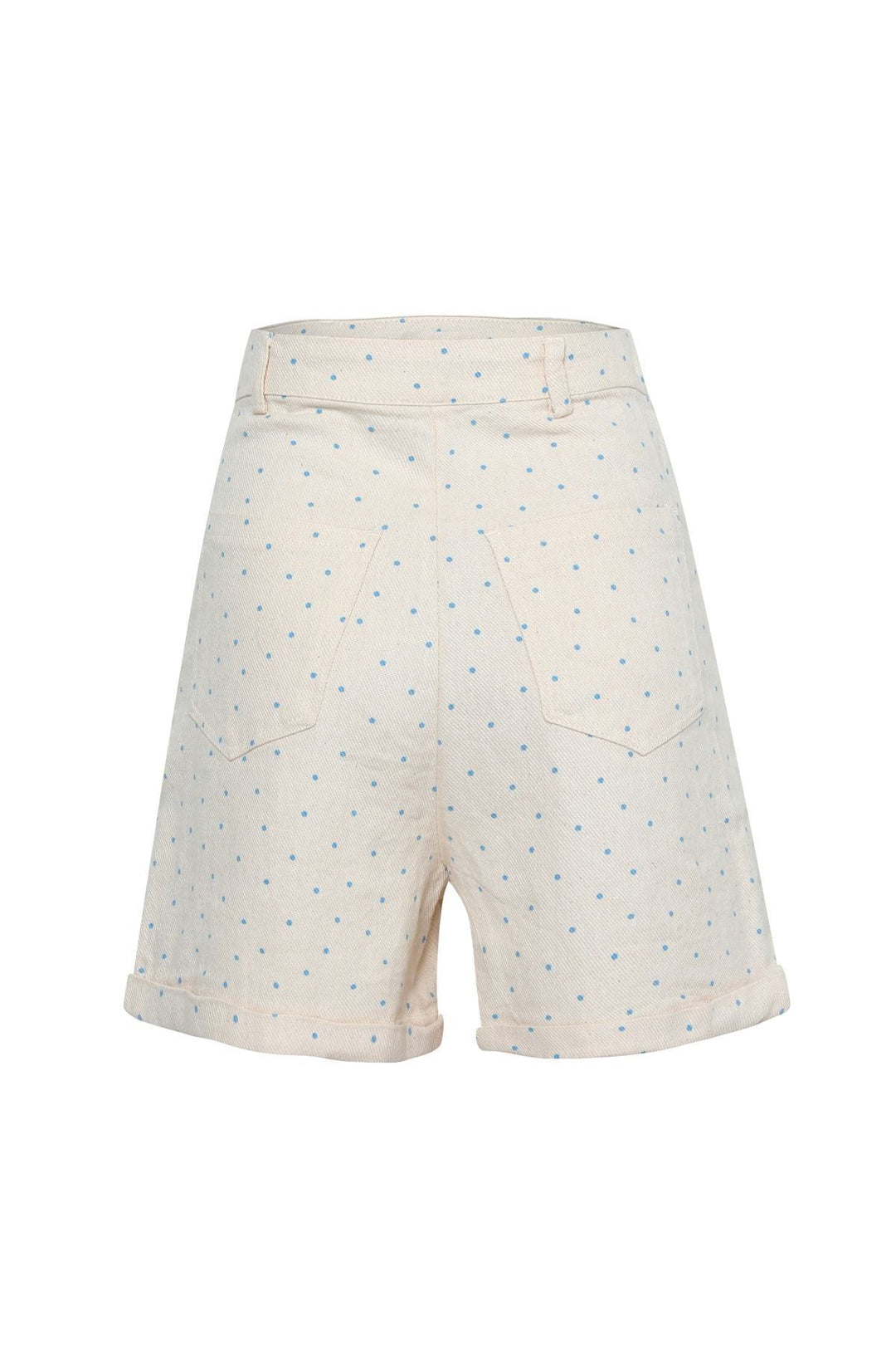 Benekli Duble Paça Şort Mavi