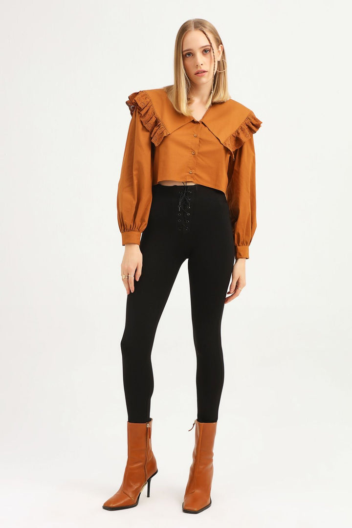 Guipure Flywheel Shirt Camel