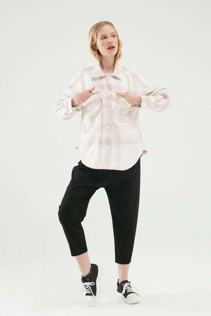 Striped Big Pocket Shirt Pink
