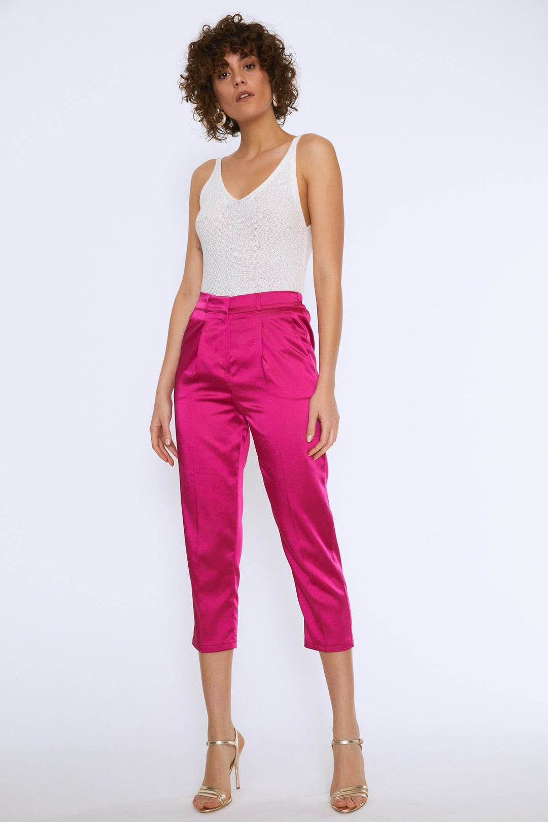 Waist Pleated Trousers Fuchsia