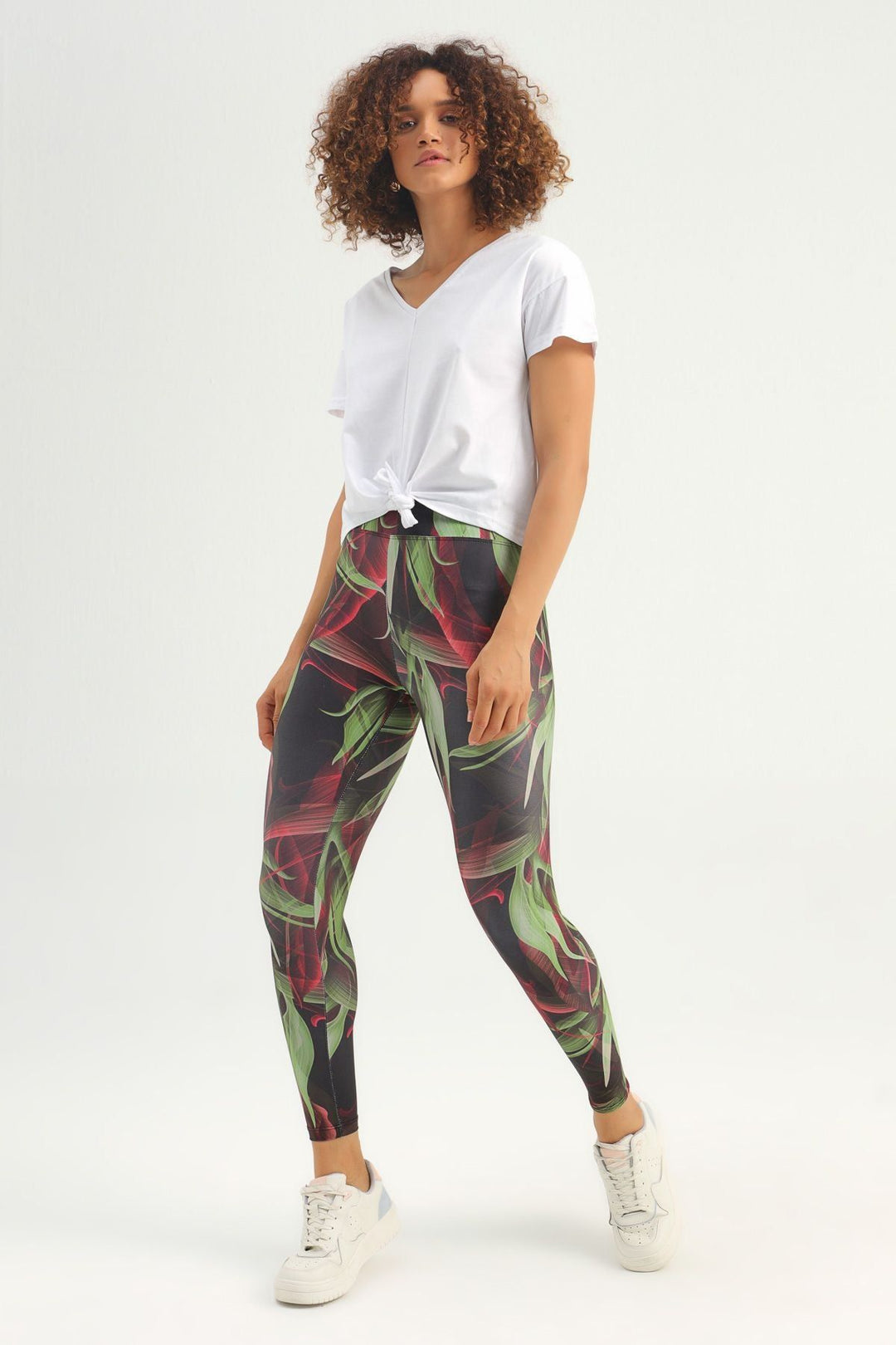 Tie Front V-Neck Sports T-Shirt White