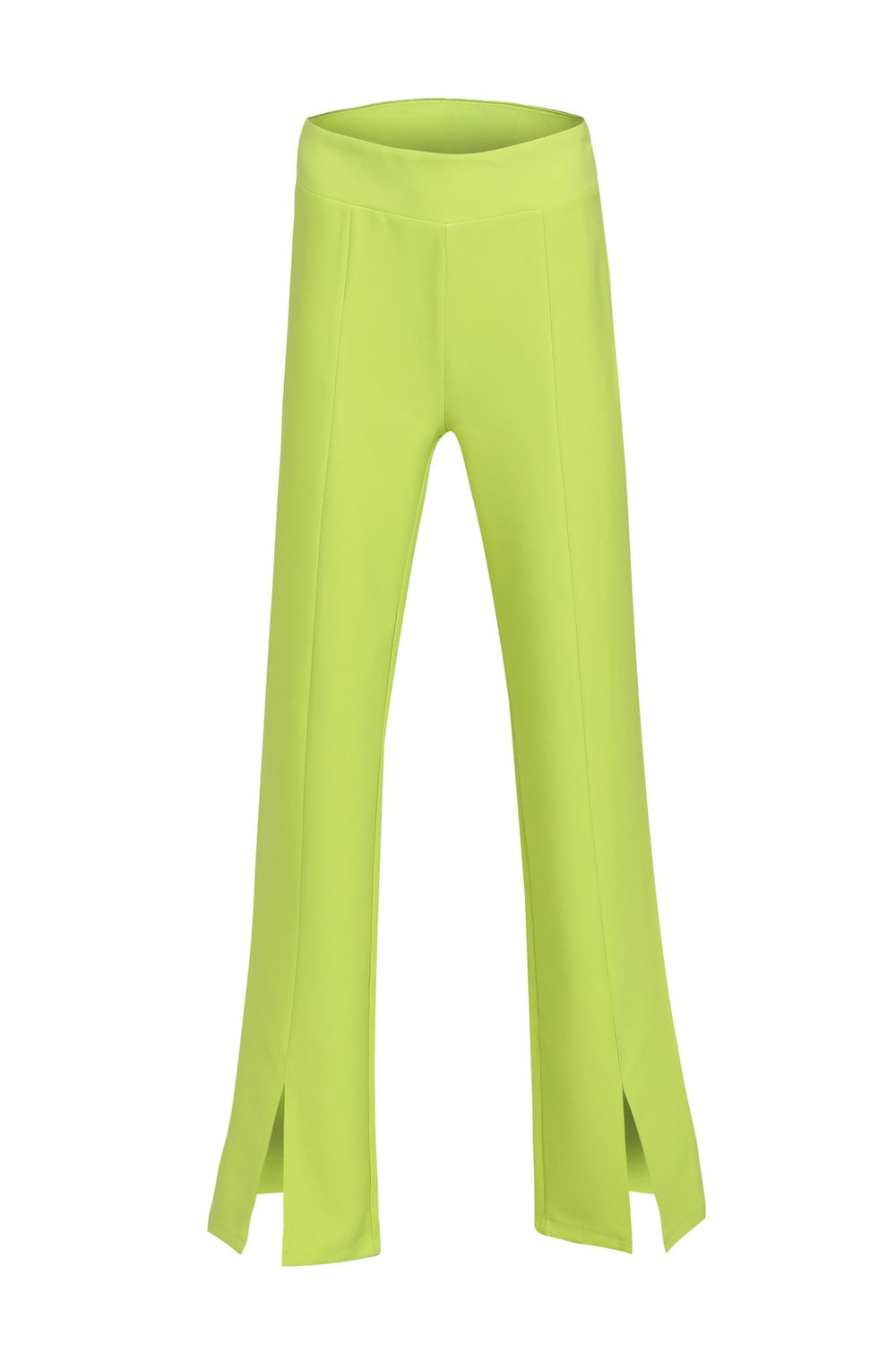 High Waist Slit Trousers Neon Green