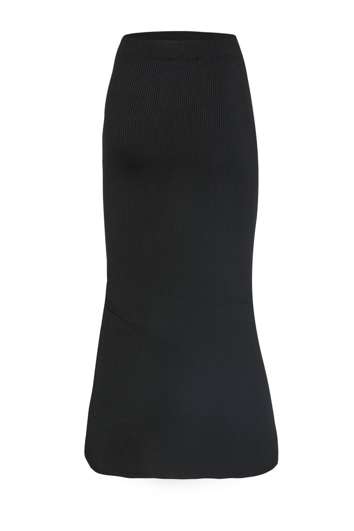 Düğmeli Yırtmaçlı Etek Siyah