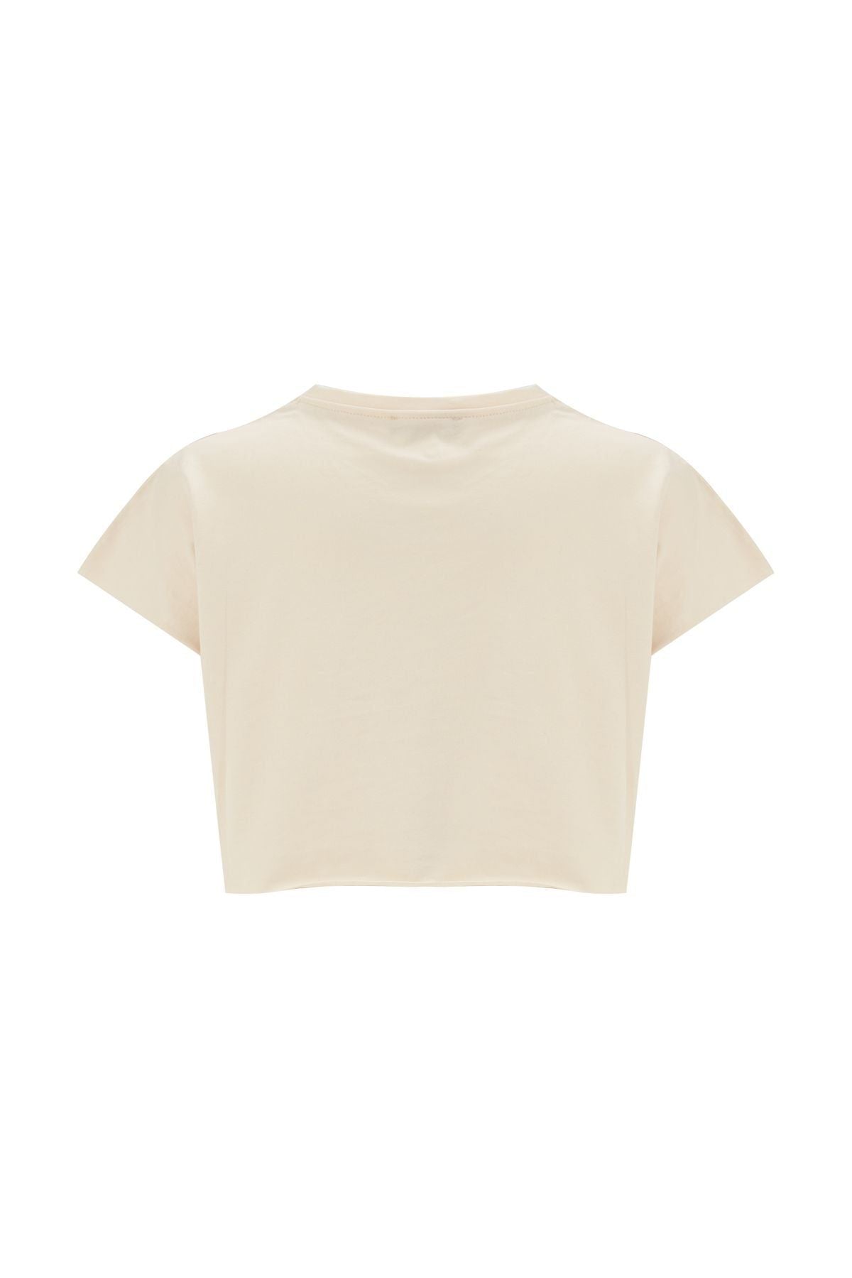 Patterned Crop T-Shirt Light Beige