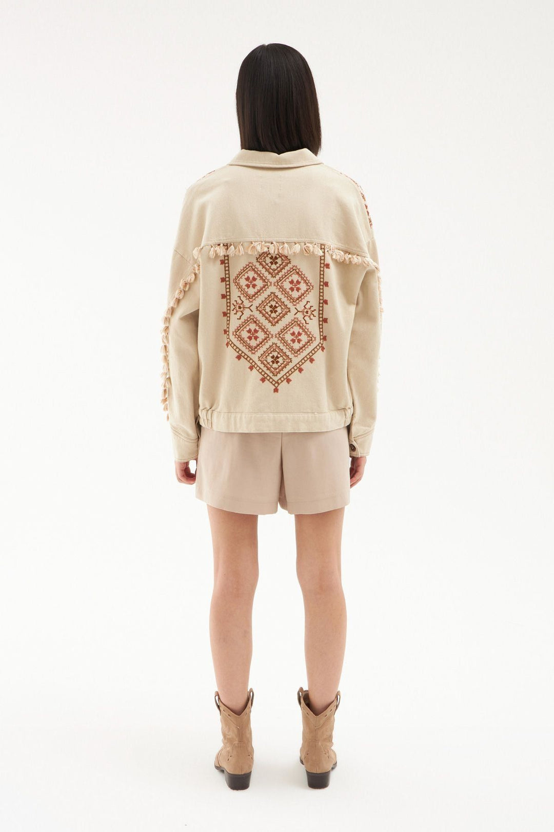 Püskül Detaylı Ceket Taş