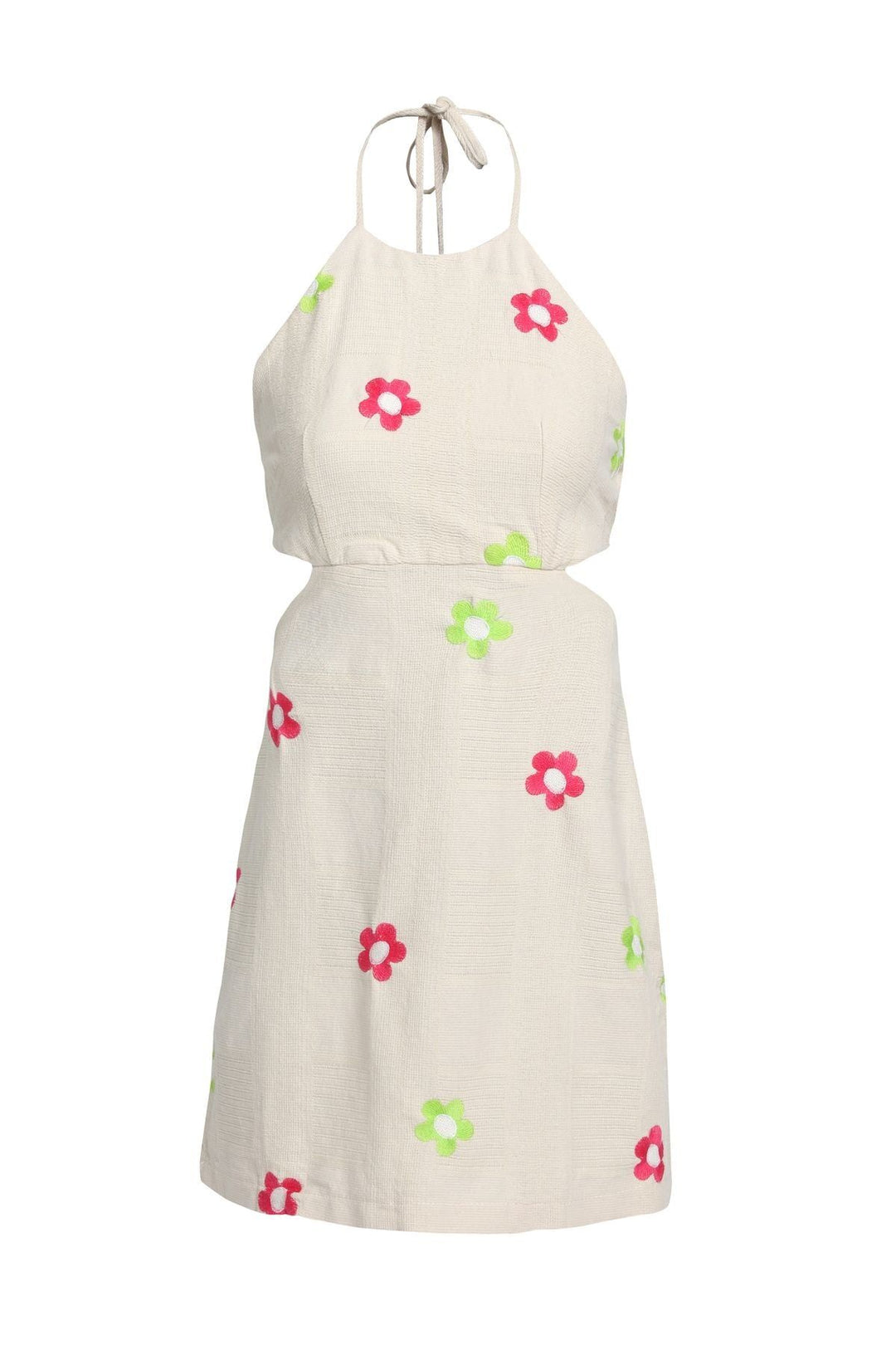 Low Back Floral Mini Dress Natural