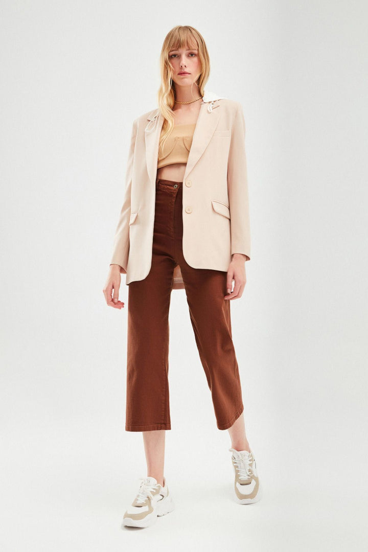 Hooded Blazer Jacket Stone