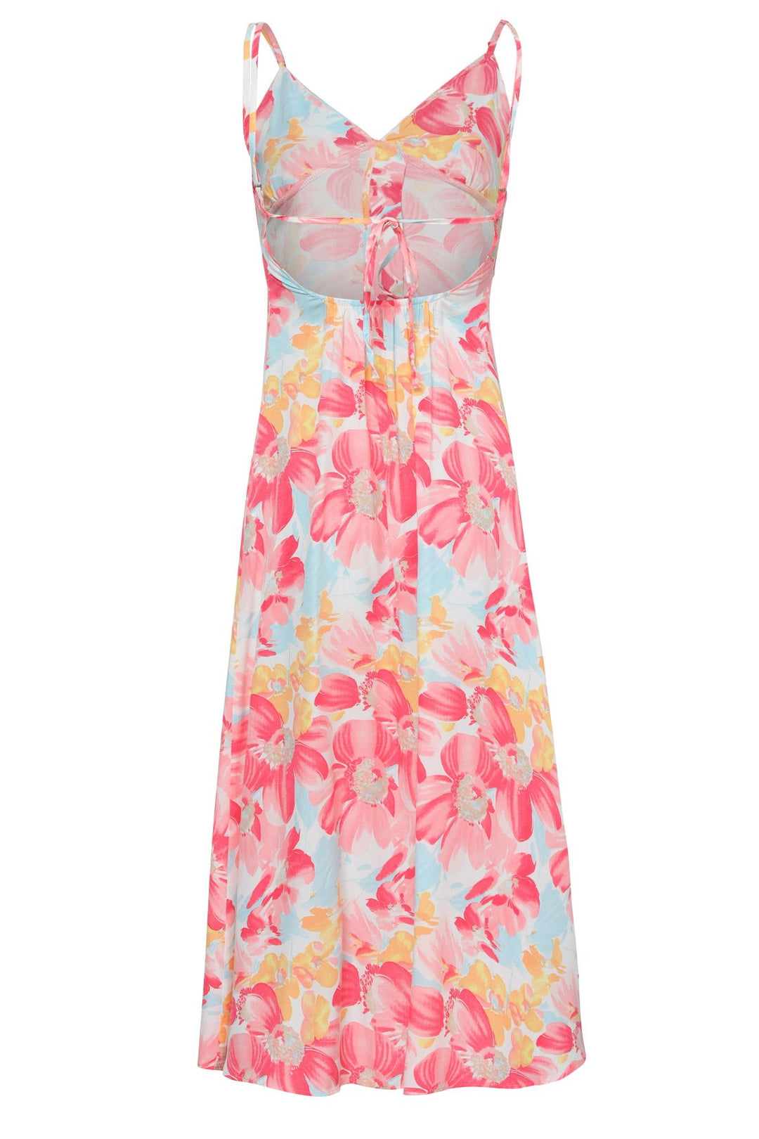 Patterned Buttoned Strap Dress Pink