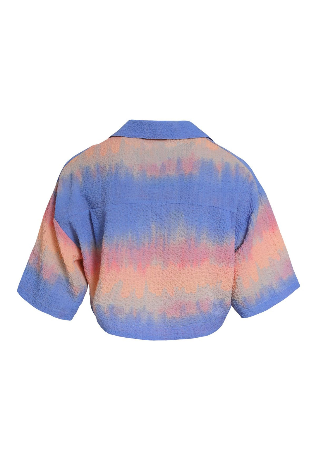 Batik Desenli Cepli Crop Gömlek İndigo