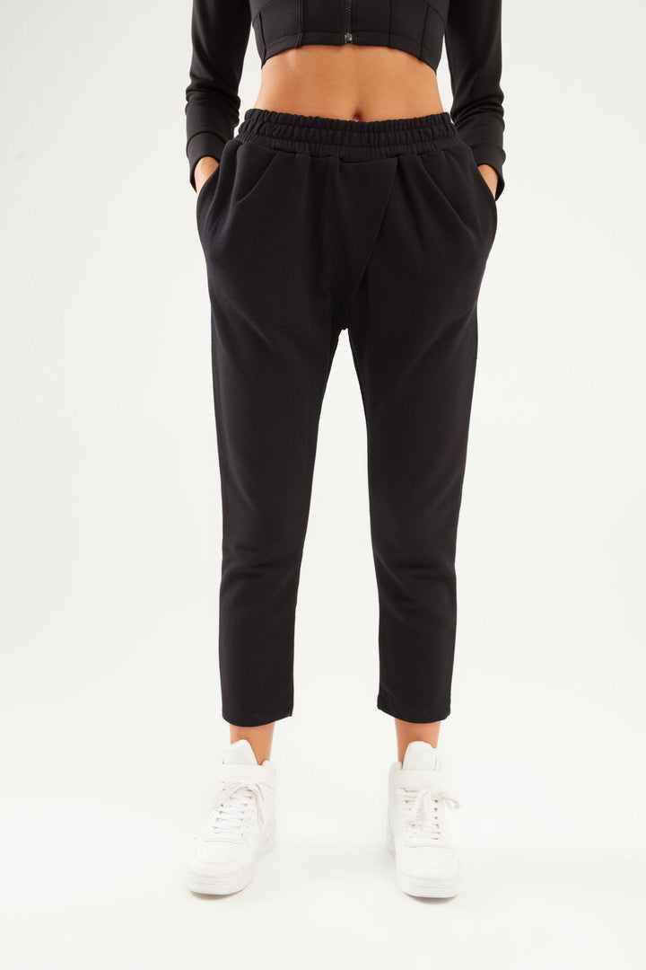 Elastic Waist Tracksuit Black