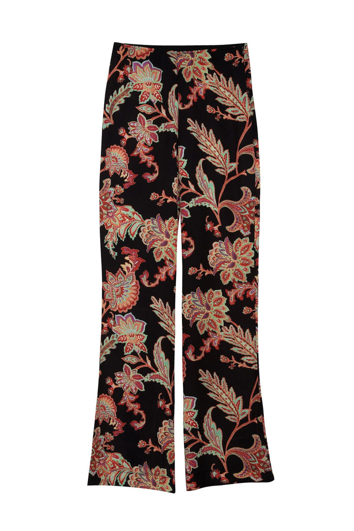 Patterned Wide Leg Trousers Black
