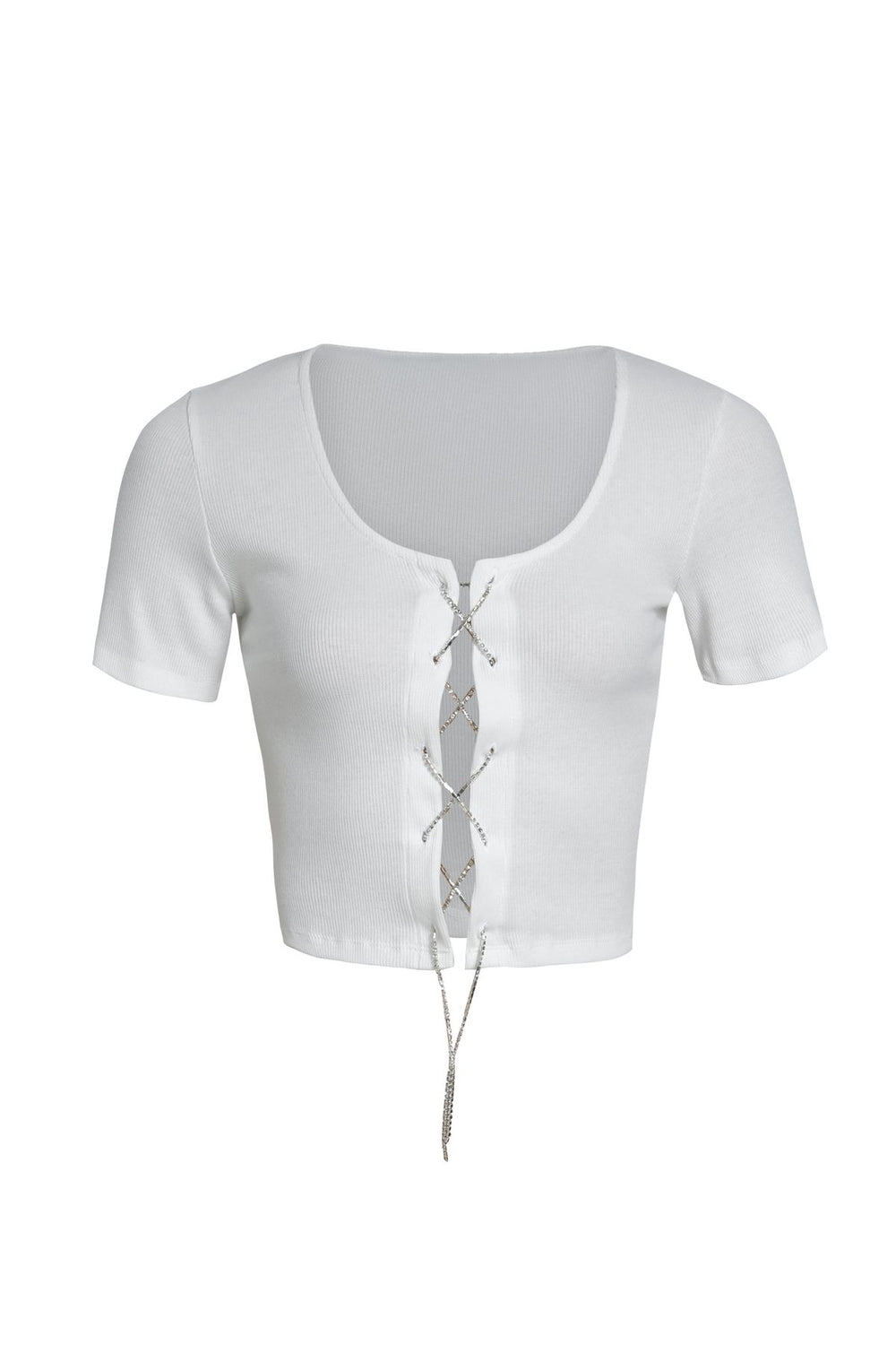 Accessory Detailed Crop Blouse White