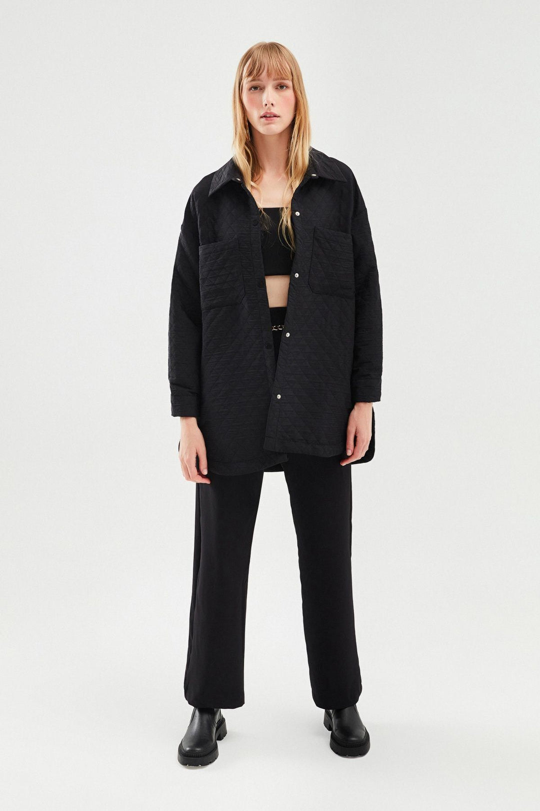 Oversize Quilted Jacket Black