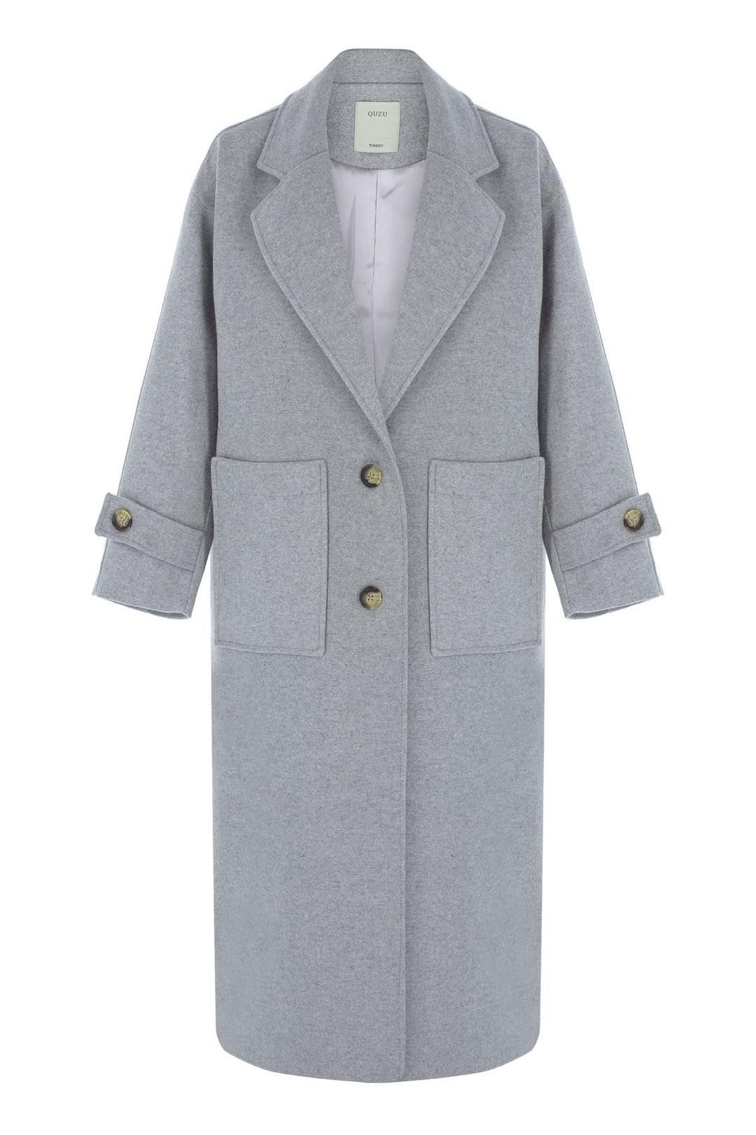 Pocket Long Oversize Coat Gray