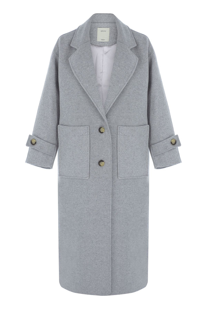 Pocket Long Oversize Coat Gray