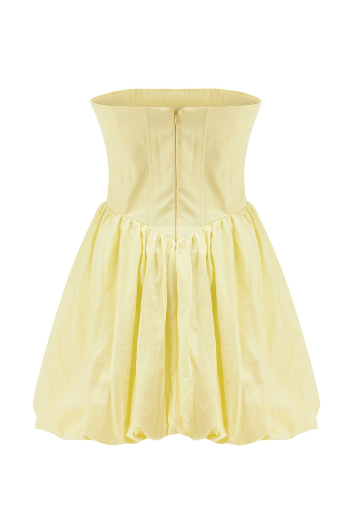 Underwire Strapless Balloon Dress Yellow