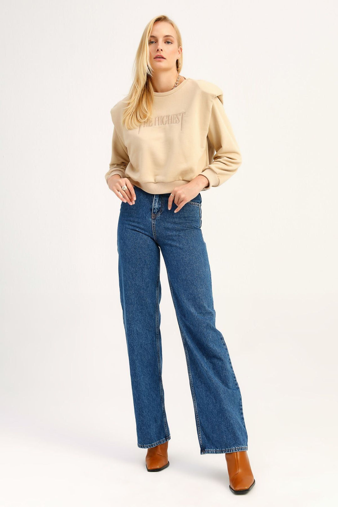 High Waist Wide Leg Jeans Blue