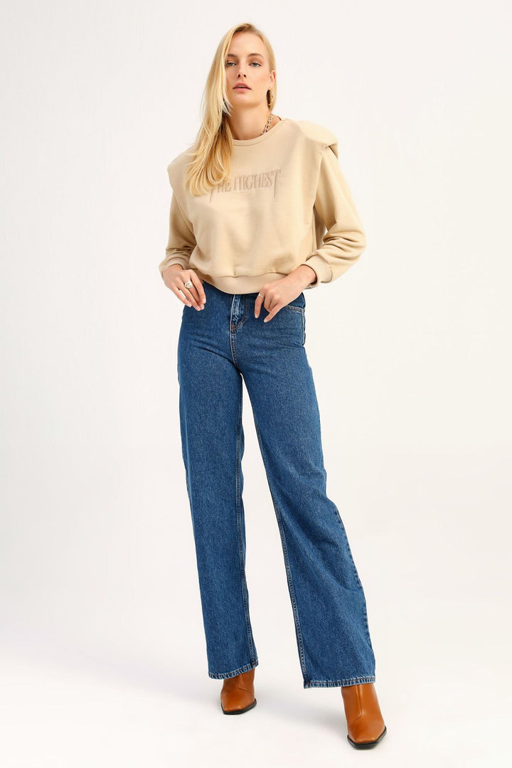 High Waist Wide Leg Jeans Blue