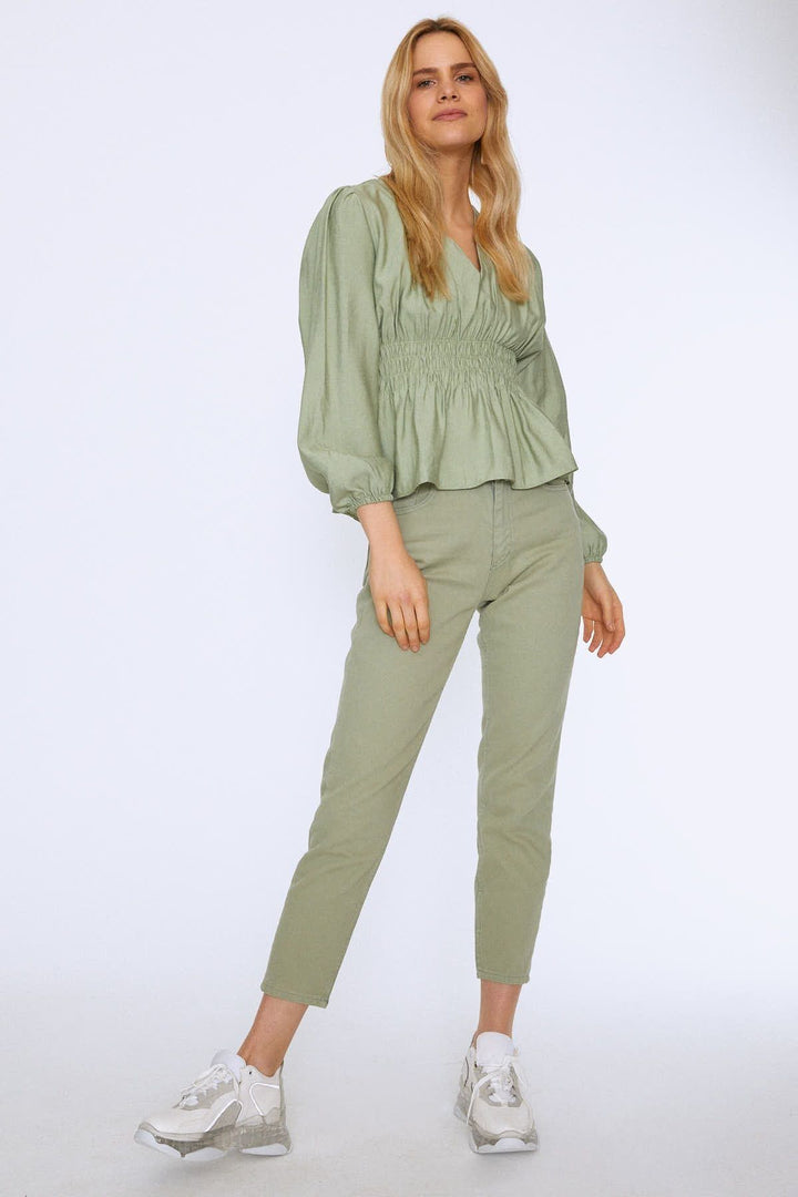 Long Sleeve Blouse With Waist Gippe Mint
