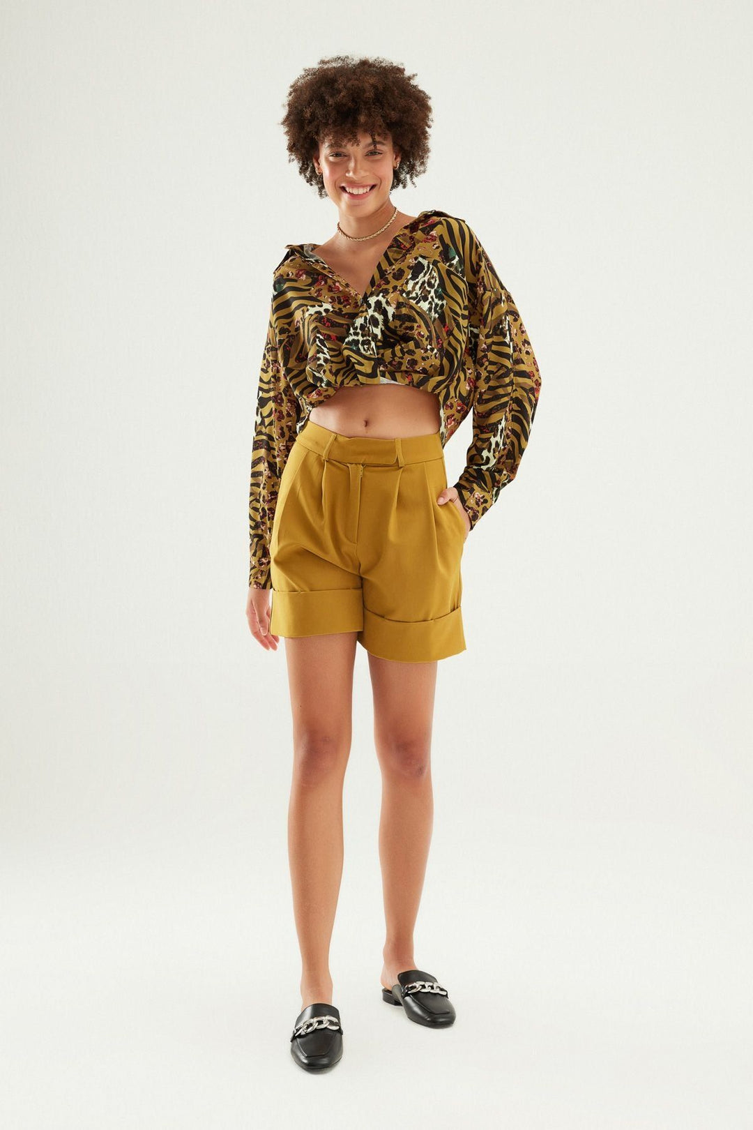 Duble Paça Şort Olive