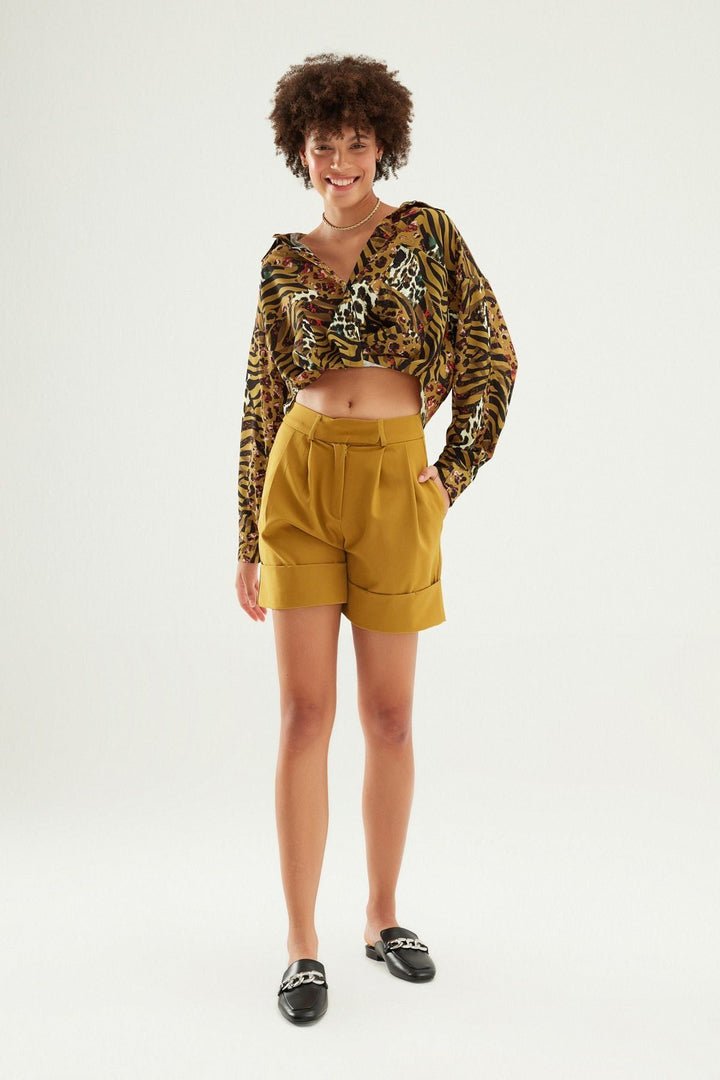 Duble Paça Şort Olive