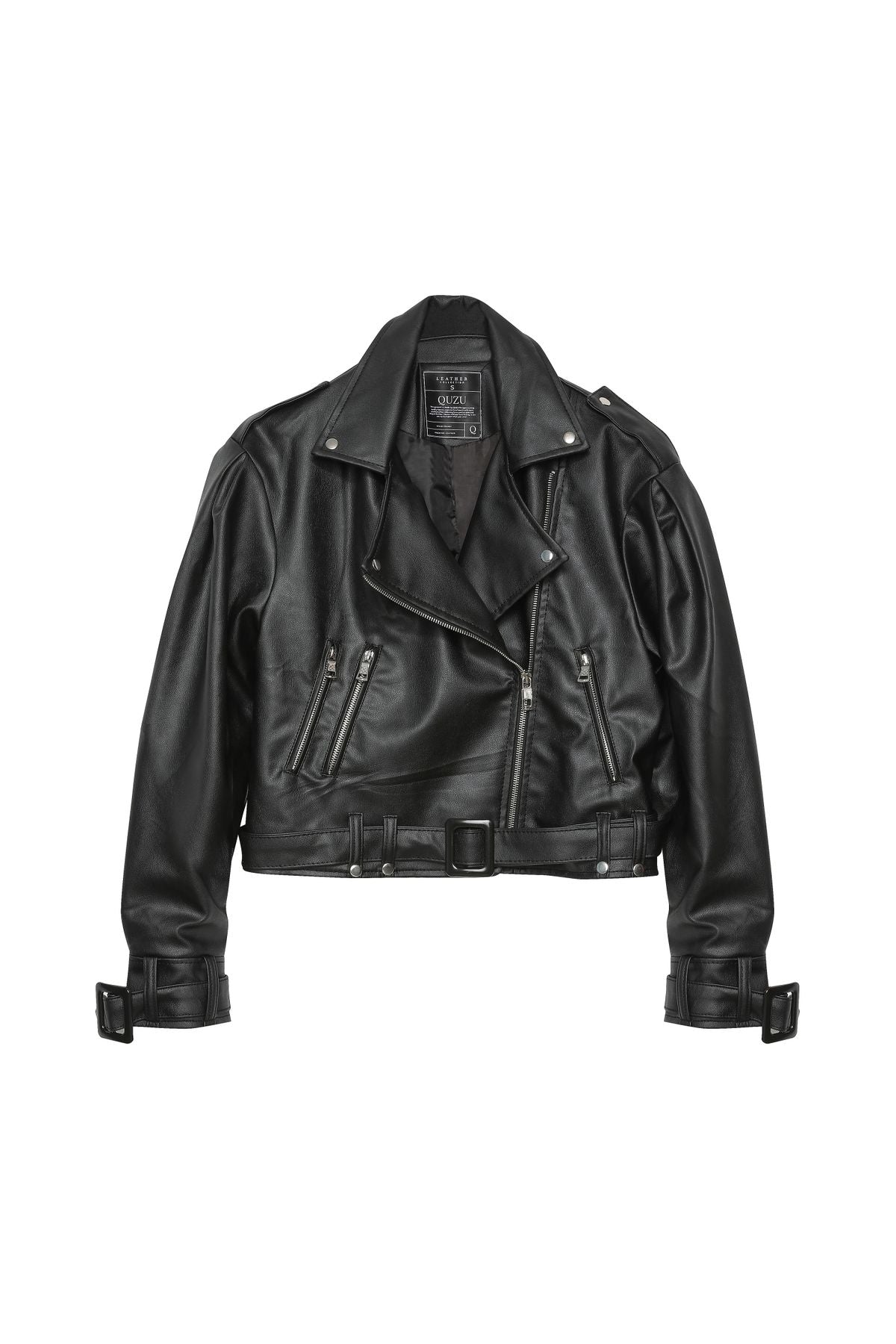 Oversize Leather Jacket Black