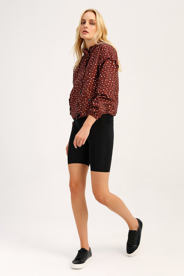 Patterned Hooded Raincoat Dark Brown