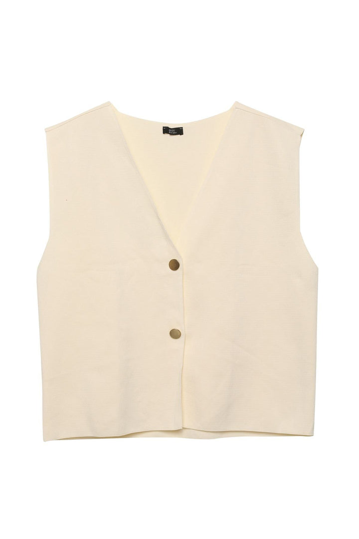 Button Detailed Knitwear Vest Cream