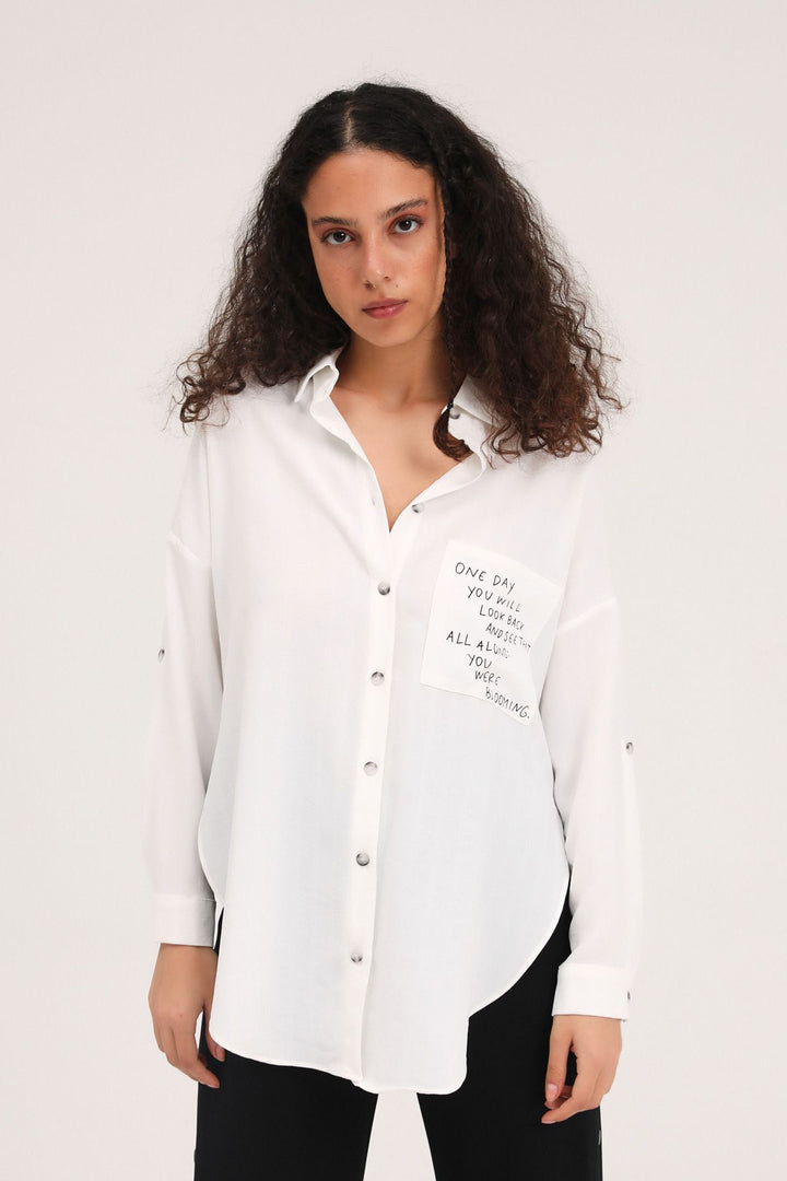 Printed Oversize Shirt White