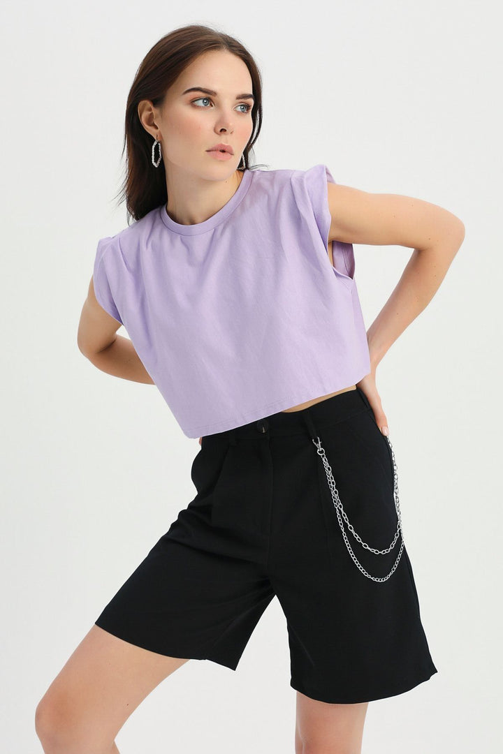Crop Tişört Lila