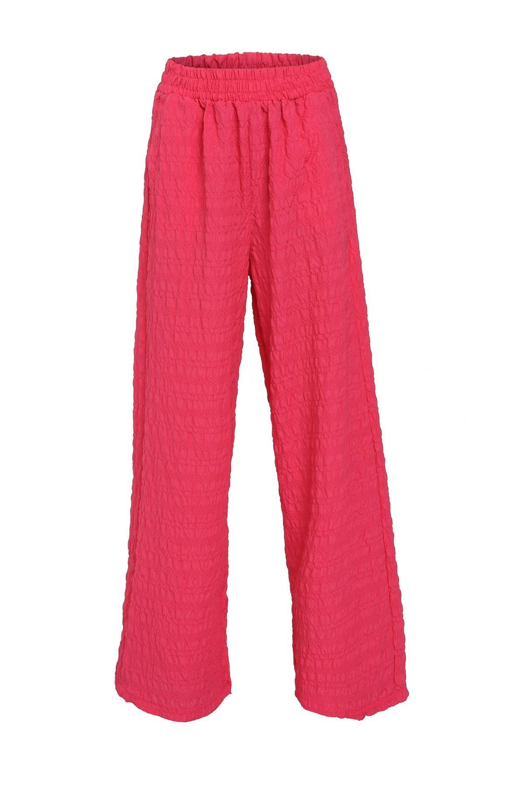 Paçası Yırtmaçlı Dokulu Pantolon Pembe