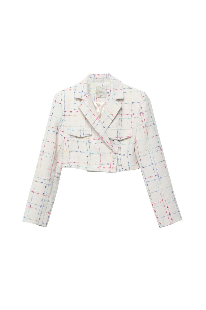 Tüvit Crop Blazer Ceket Ekru