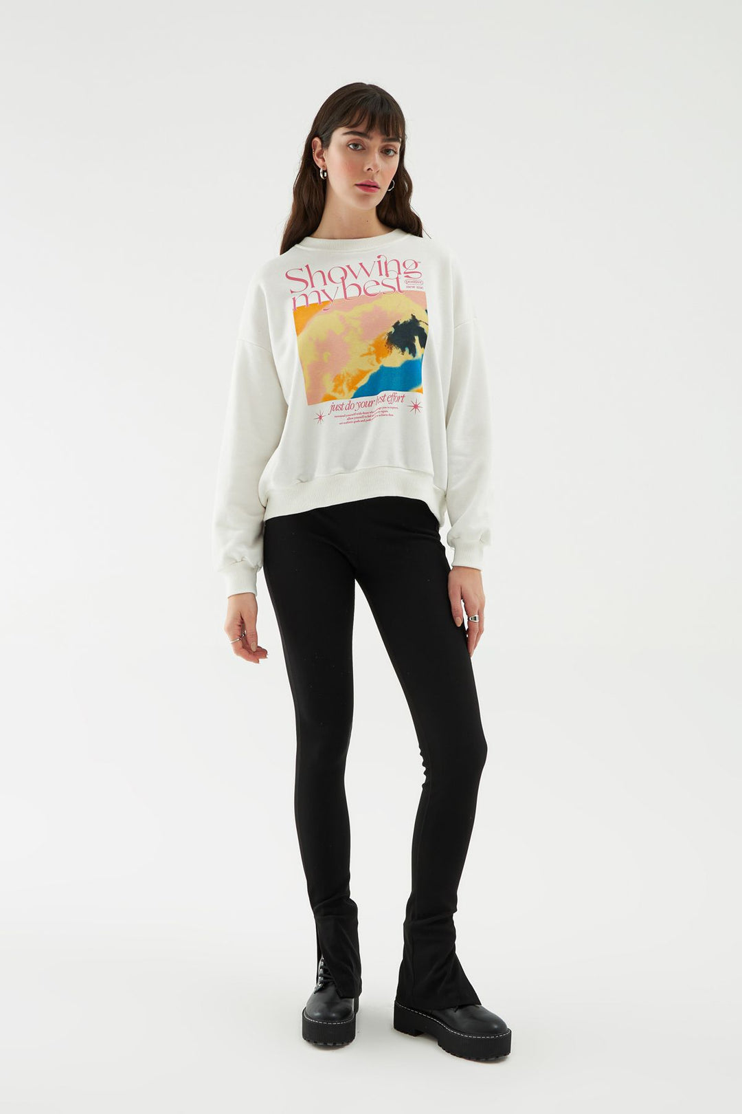 Printed Oversize Sweatshirt White