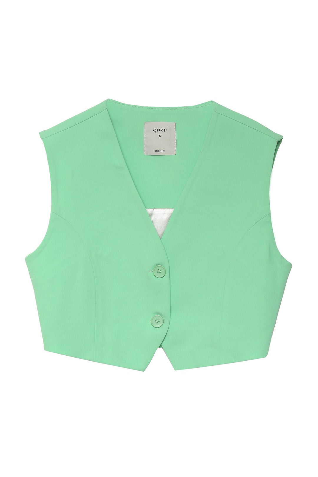 Düğmeli Kısa Yelek Apple Mint