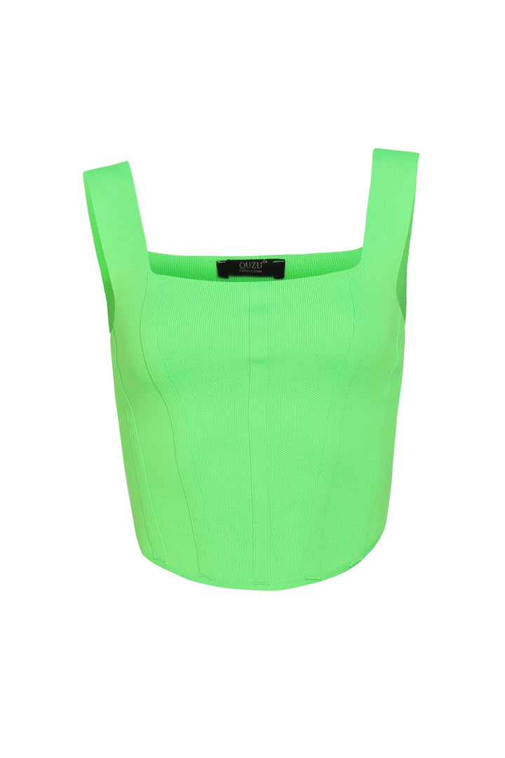 Strap Crop Knitwear Neon Green