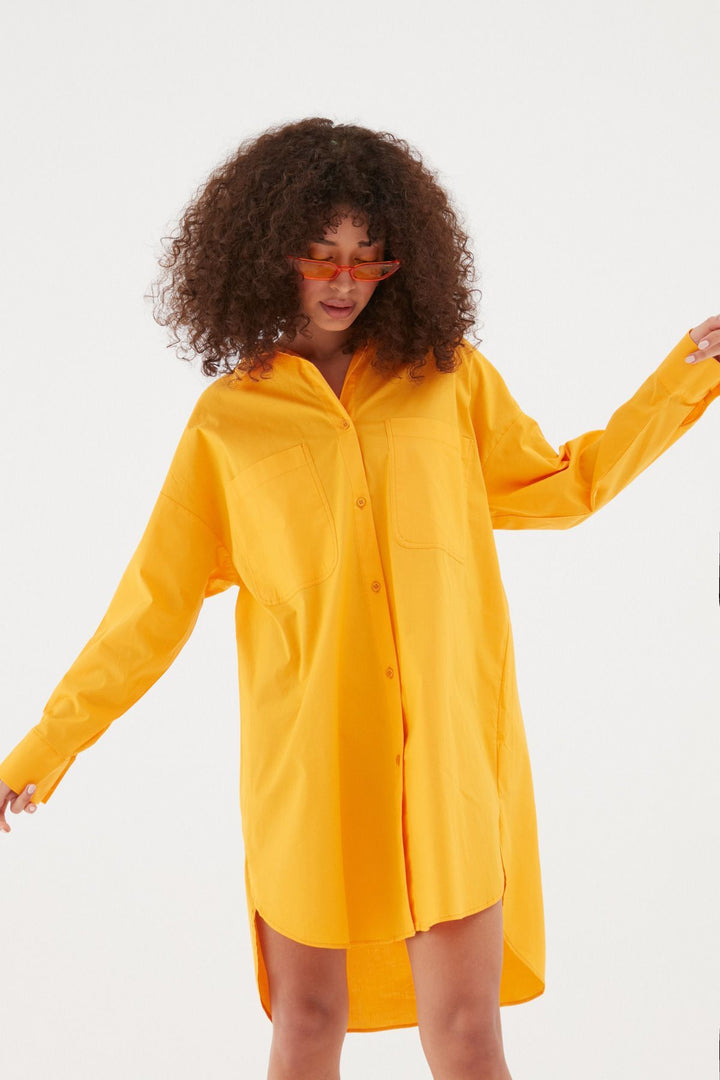 Oversize Shirt Dress Orange