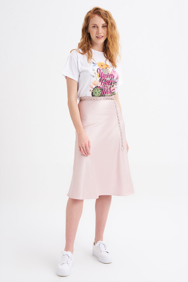 Waist Chain Midi Skirt Powder