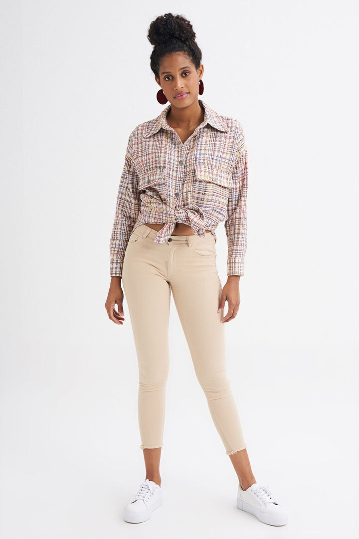 Pocketed Skinny Pants Beige