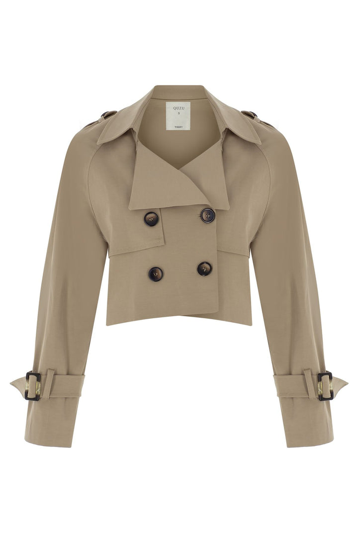 Kemerli Mevsimlik Ceket Bej