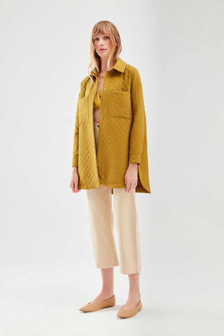 Oversize Kapitone Ceket Olive