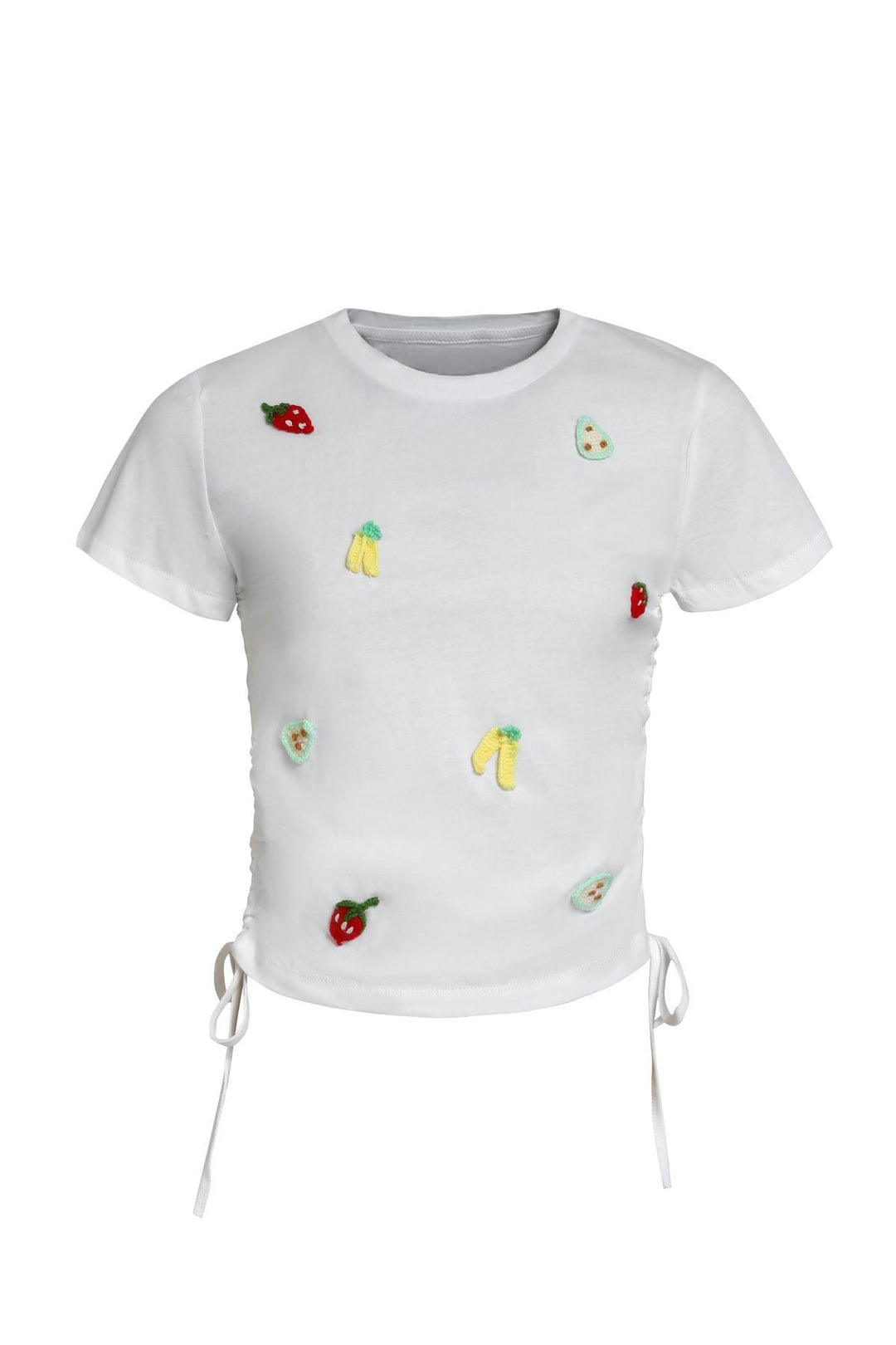 Embroidered Ruffle Detailed T-Shirt White