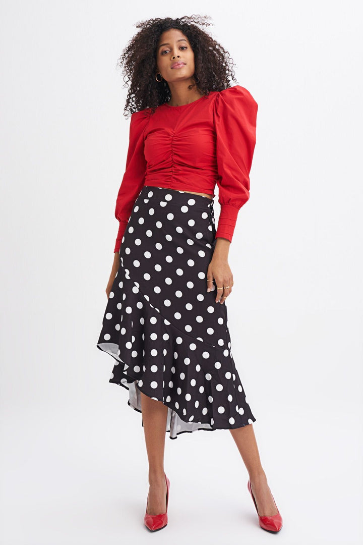 Ruffle Polka Dot Skirt Black
