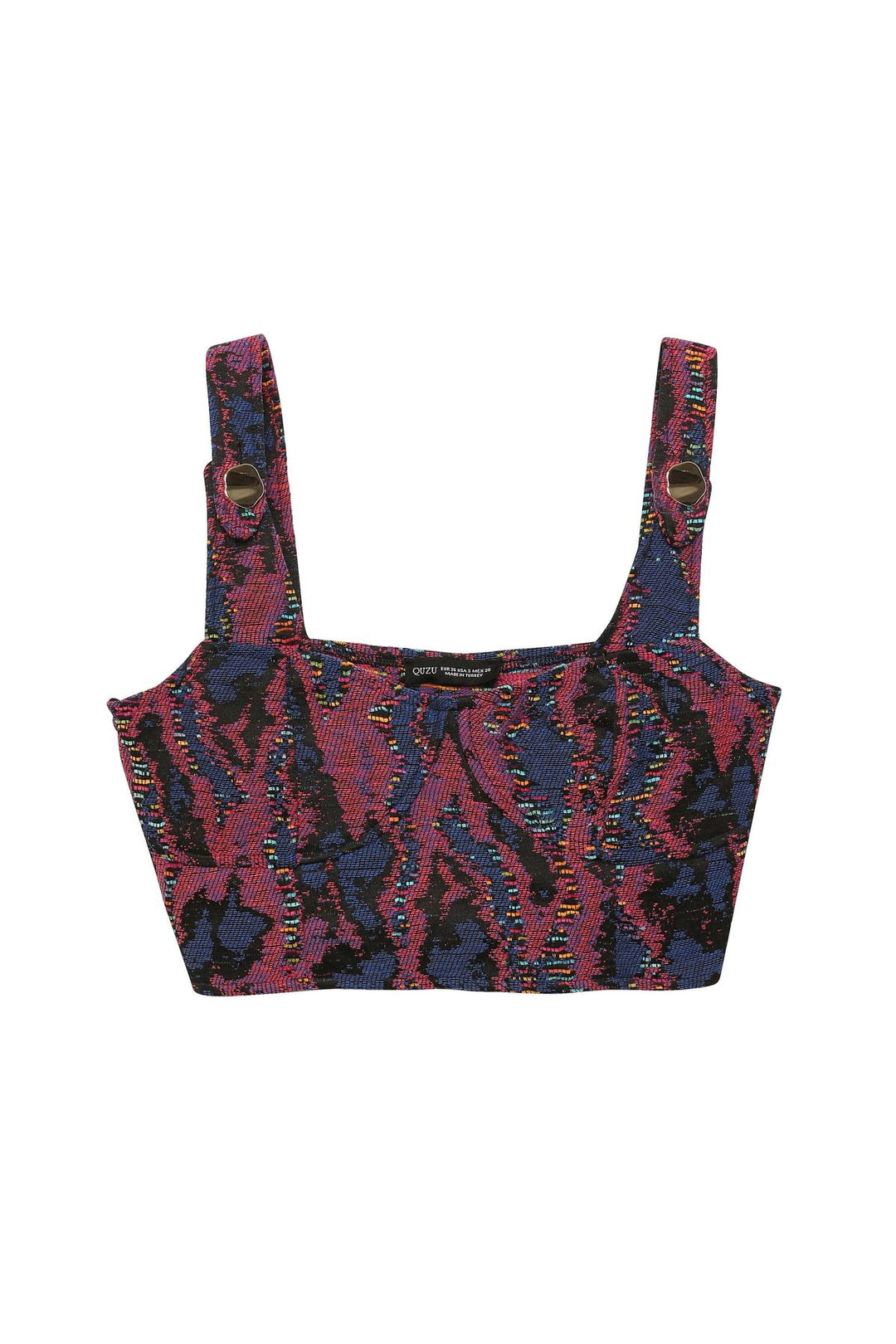 Button Detailed Strap Bustier Fuchsia