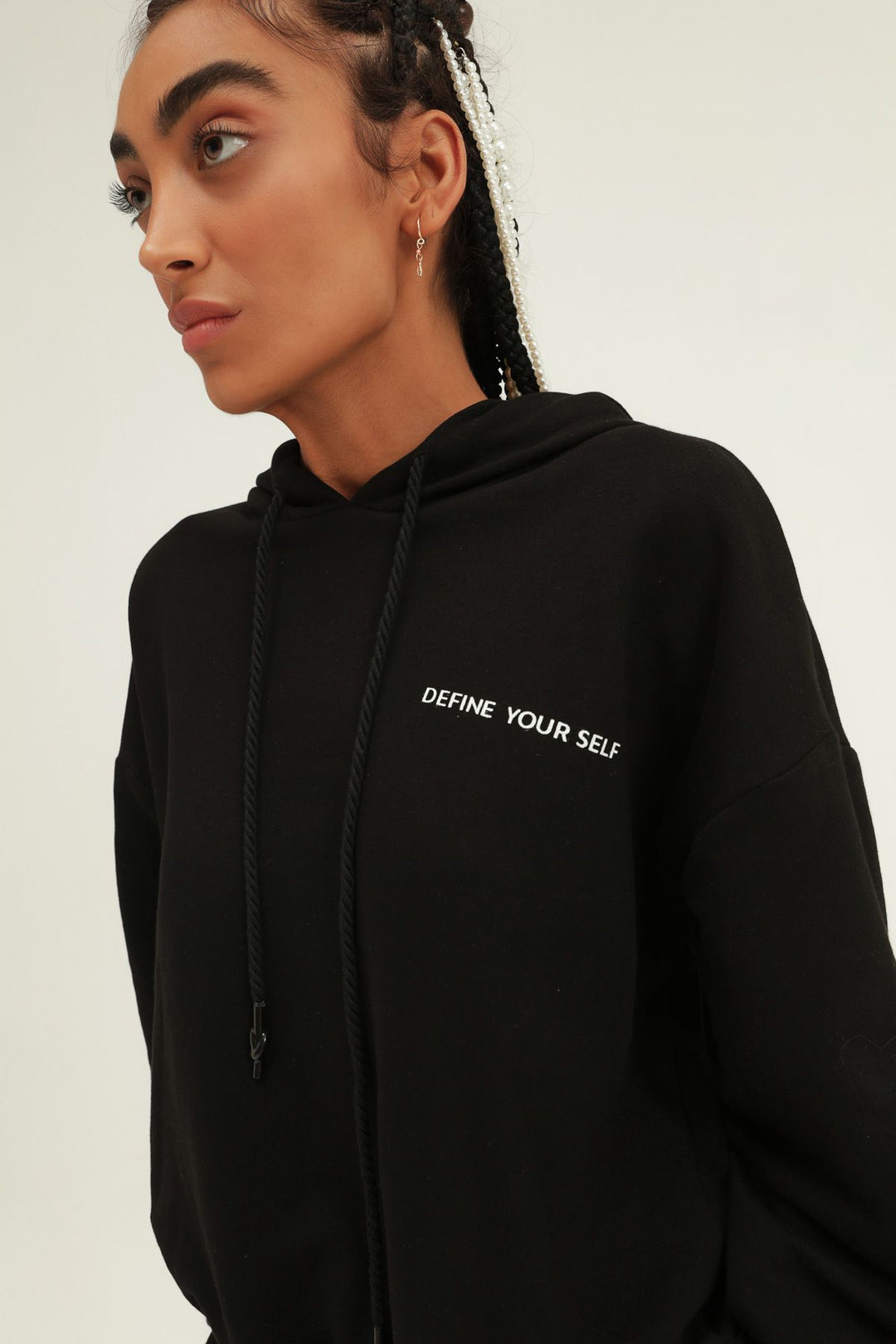 Printed Hoodie Sweatshirt Black