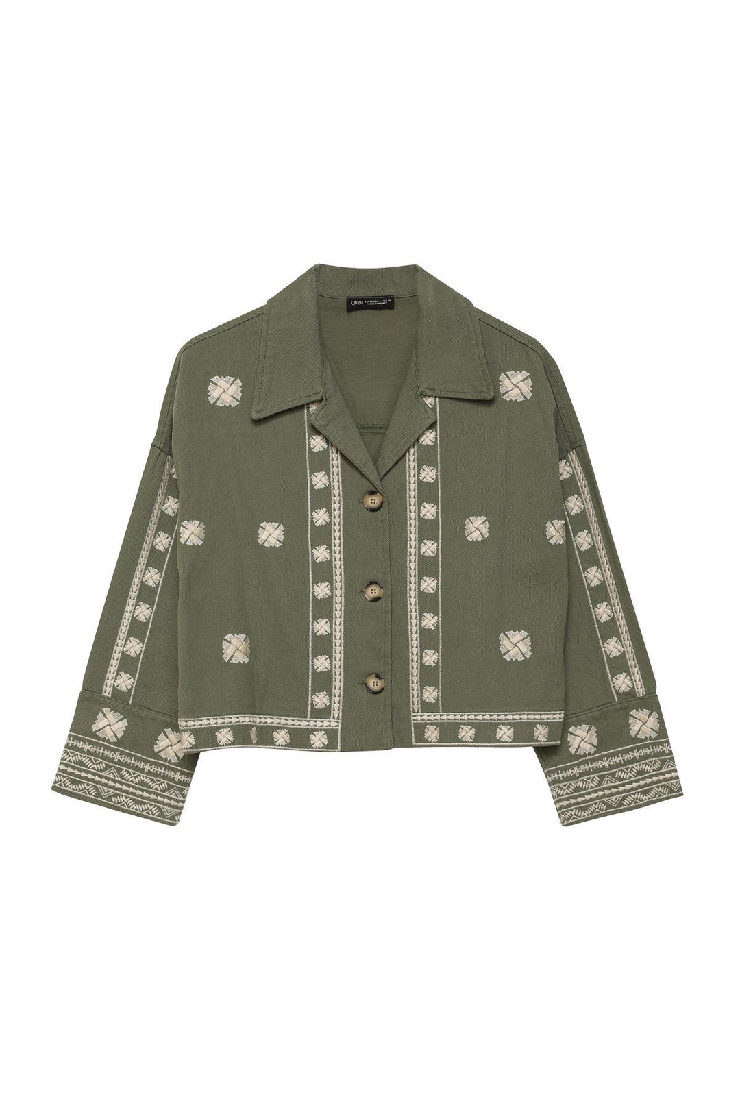 Embroidery Detailed Jacket Khaki